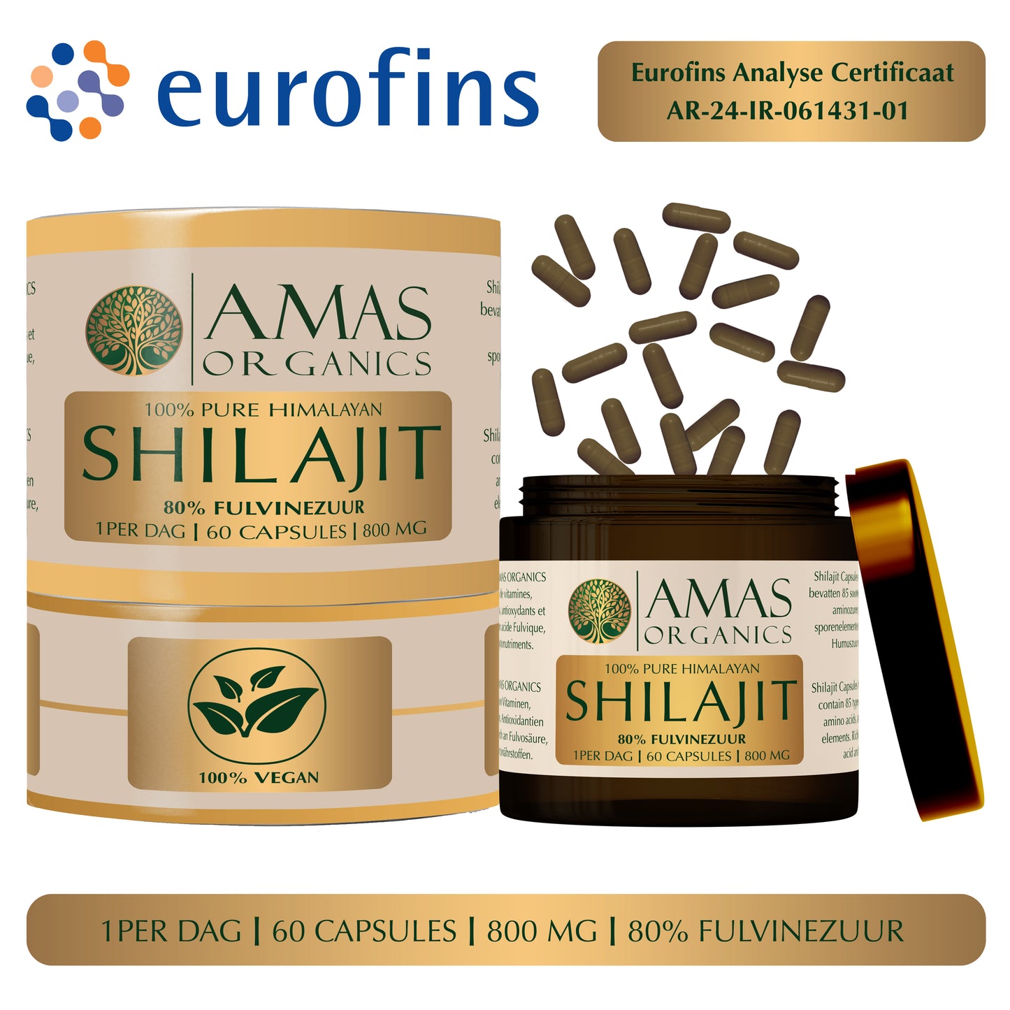 AMAS ORGANICS | 100% PURE HIMALAYAN SHILAJIT CAPSULES | ORGANIC AND VEGAN
