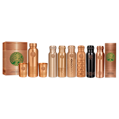 AMAS ORGANICS | 100% PUUR KOPEREN WATERFLES SEQUENCE | PREMIUM QUALITY | HANDGEMAAKT EN UNIEK | 950 ML | 350 G