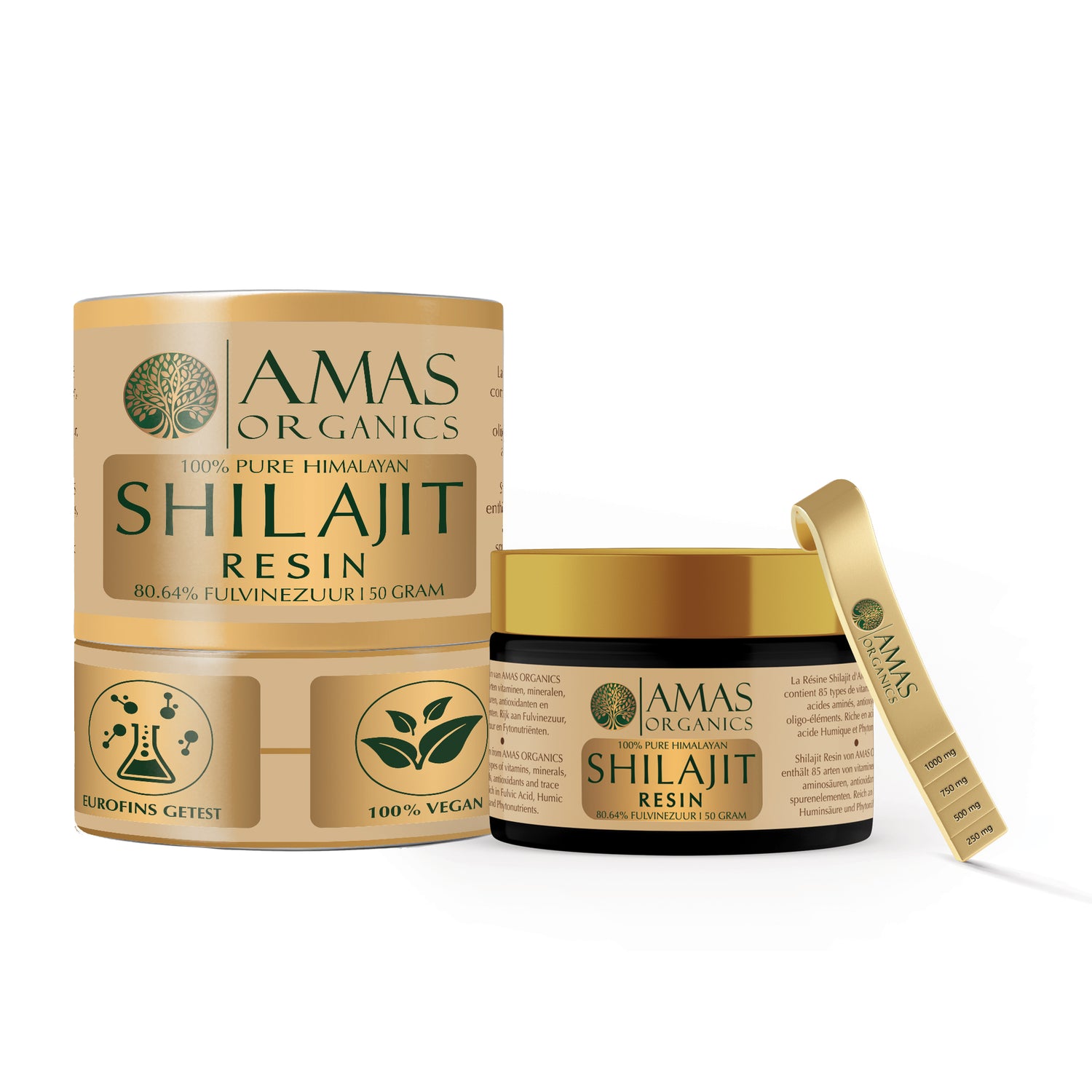 AMAS ORGANICS | 100% PURE HIMALAYAN SHILAJIT RESIN | 80,64 FULVINEZUUR | 50 G