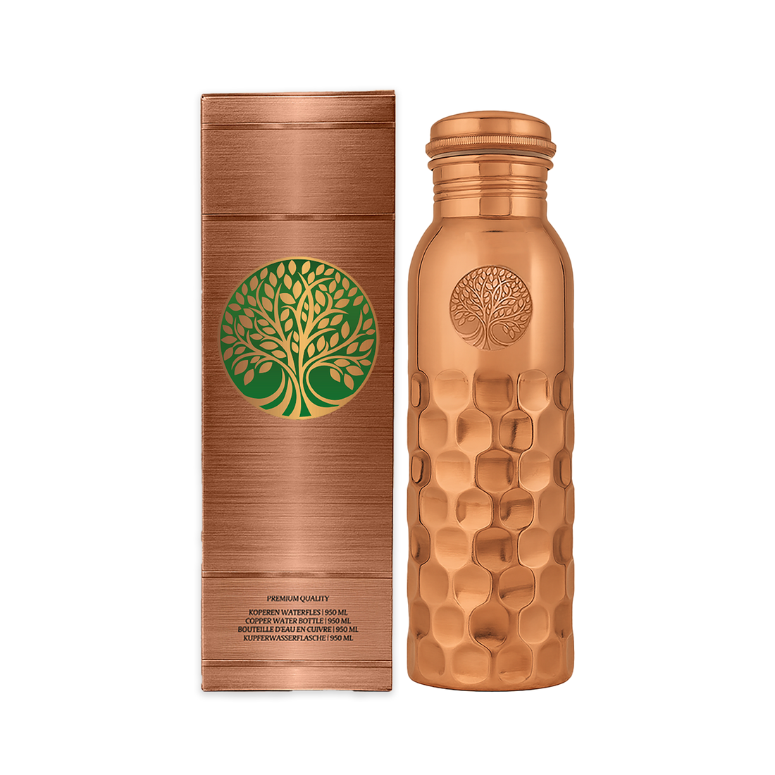 AMAS ORGANICS | 100% PUUR KOPEREN WATERFLES DIAMONDS | PREMIUM QUALITY | HANDGEMAAKT EN UNIEK | 950 ML | 350 G