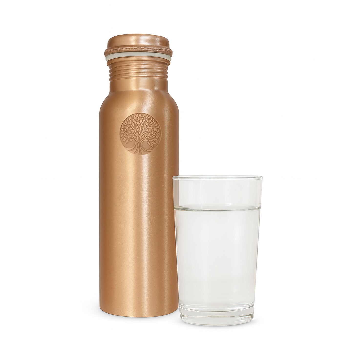 AMAS ORGANICS | 100% PUUR KOPEREN WATERFLES PLAIN | PREMIUM QUALITY | HANDGEMAAKT EN UNIEK | 950 ML | 350 G