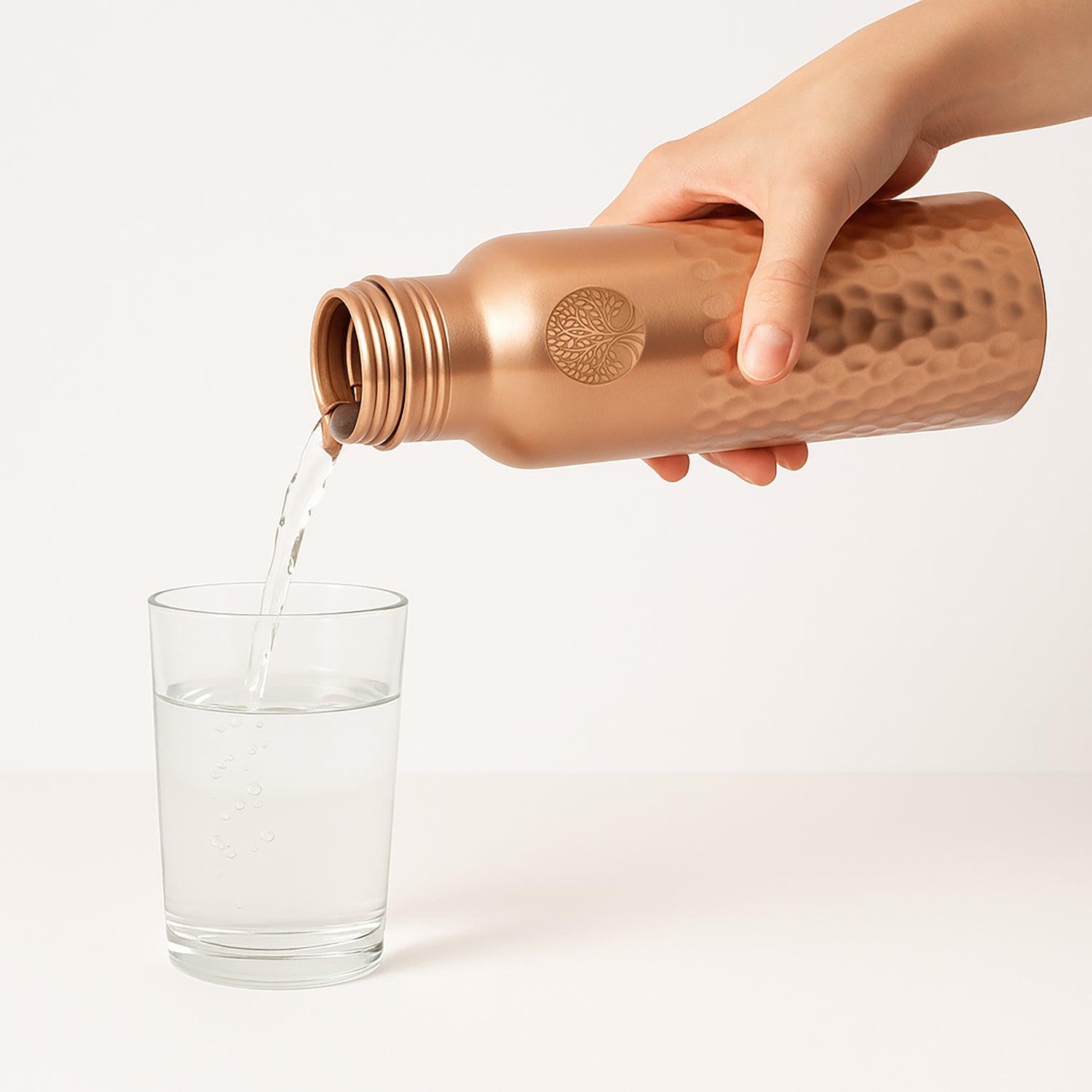 AMAS ORGANICS | 100% PUUR KOPEREN WATERFLES HAMMERED | PREMIUM QUALITY | HANDGEMAAKT EN UNIEK | 950 ML | 350 G