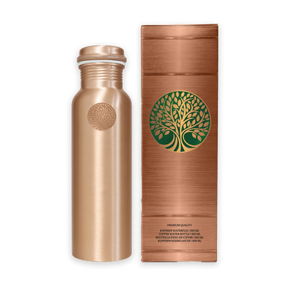 AMAS ORGANICS | 100% PUUR KOPEREN WATERFLES PLAIN | PREMIUM QUALITY | HANDGEMAAKT EN UNIEK | 950 ML | 350 G