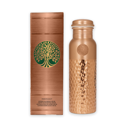 AMAS ORGANICS | 100% PUUR KOPEREN WATERFLES HAMMERED | PREMIUM QUALITY | HANDGEMAAKT EN UNIEK | 950 ML | 350 G