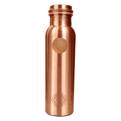 AMAS ORGANICS | 100% PUUR KOPEREN WATERFLES CHAKRA | PREMIUM QUALITY | HANDGEMAAKT EN UNIEK | 950 ML | 350 G