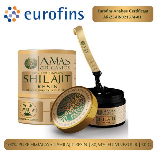 AMAS ORGANICS | 100% PURE HIMALAYAN SHILAJIT RESIN | 80,64 FULVINEZUUR | 50 G