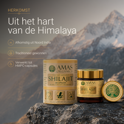 AMAS ORGANICS | CAPSULES DE SHILAJIT HIMALAYEN 100% PURS | BIO ET VÉGÉTALIEN