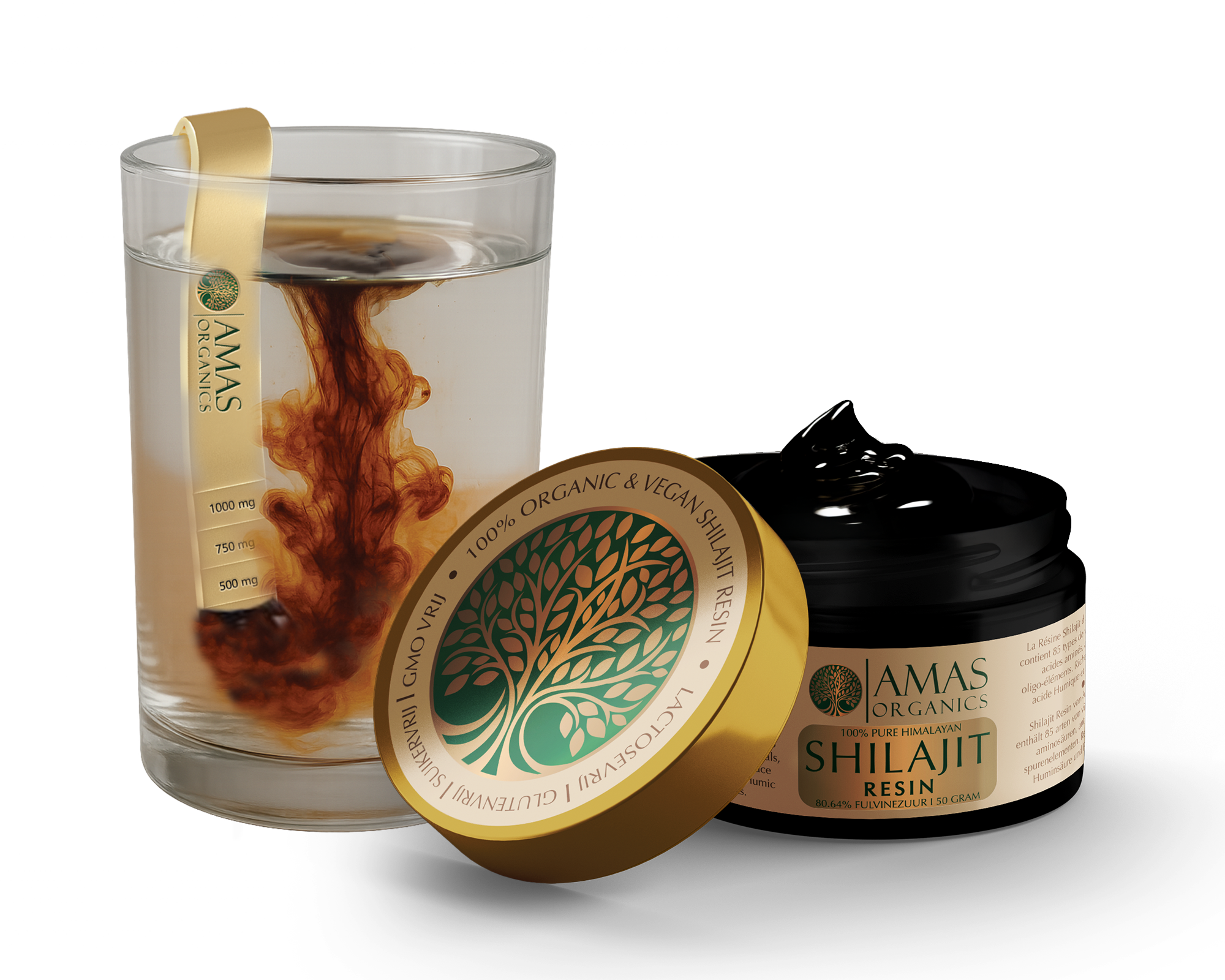 AMAS ORGANICS | 100% PURE HIMALAYAN SHILAJIT RESIN | 80,64 FULVINEZUUR | 50 G