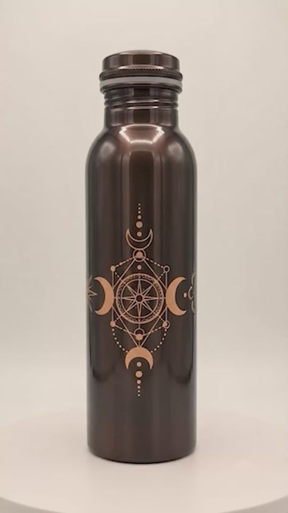 AMAS ORGANICS | 100% PUUR KOPEREN WATERFLES MOONNIGHT | PREMIUM QUALITY | HANDGEMAAKT EN UNIEK | 950 ML | 350 G